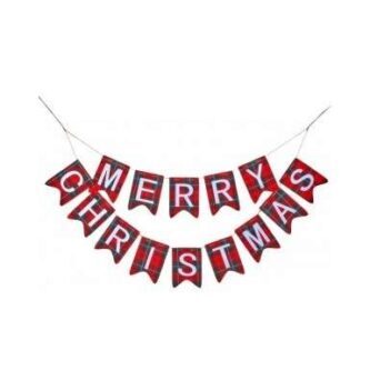 Plaid "Merry Christmas" Pennant Decoration