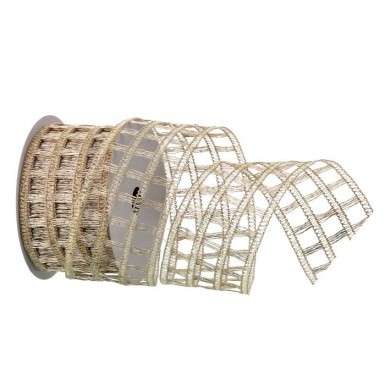 Knitted Metallic Net Ribbon 25 Champagne Gold or Silver