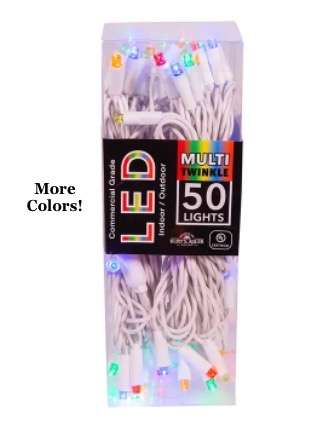 Multi Color White Cord Twinkle Wide Angle Led 50 Light Sets