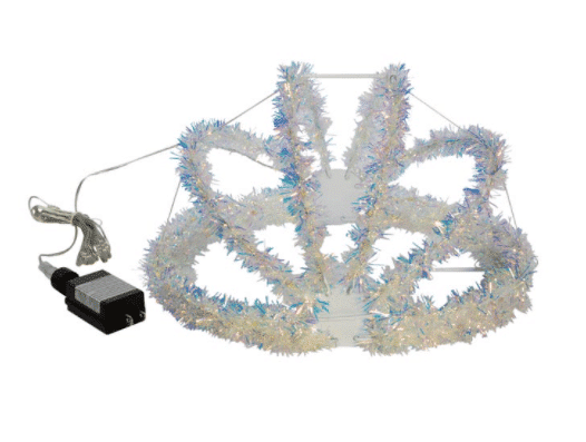 Silver Iridescent Tinsel Multi color or Warm White Led Foldable Metal Sphere 12