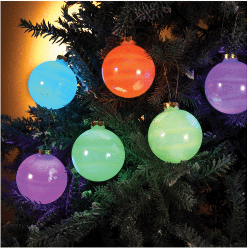 6 light Glass Ball Ornament Color changing Led Light Set