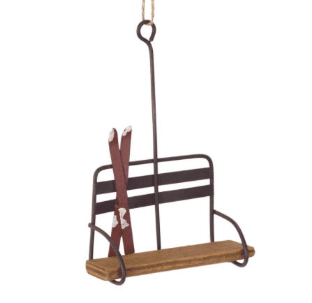 Ski Chair Lift Snowy Skis Ornament