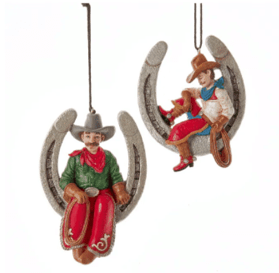 Western Horseshoe Cowboy Ornament