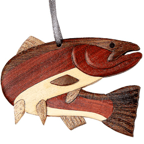 Wood Steelhead Intarsia Double Sided Ornament