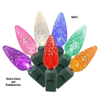 50 Bulb Faceted LED C6 Light Sets Multi