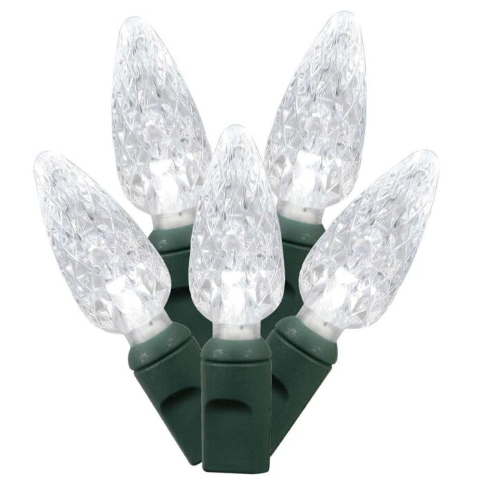 50 Bulb Faceted Led C6 Light Sets Pure White
