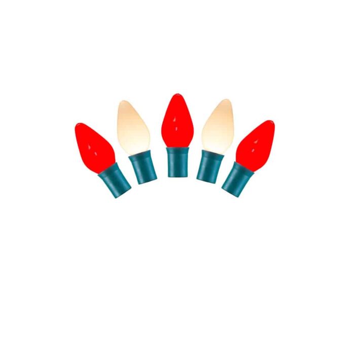 25 Bulb C7 Led Light Set Red and White