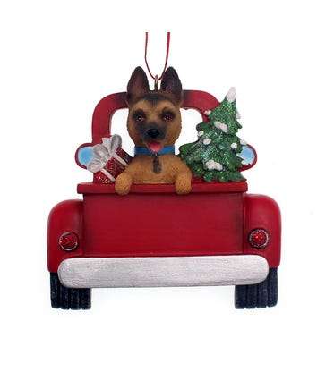 German Shepherd Dog in Back of Truck Personalized Ornament