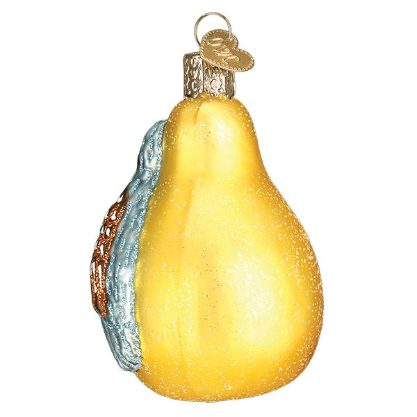 Old World Partridge in a Pear Blown Glass Ornament