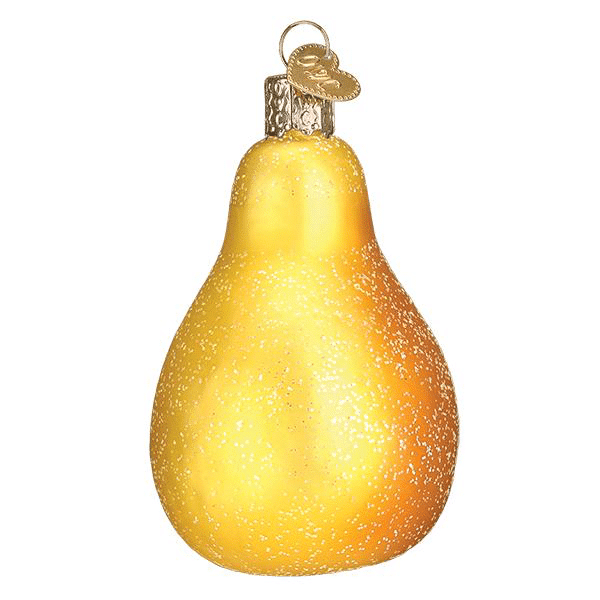 Old World Partridge in a Pear Blown Glass Ornament