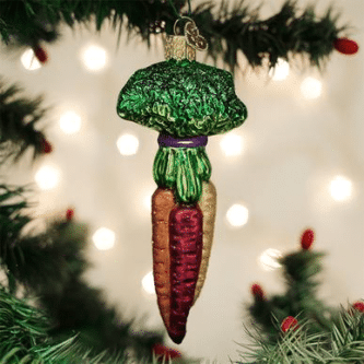 Old World Rainbow Carrots Blown Glass Ornament