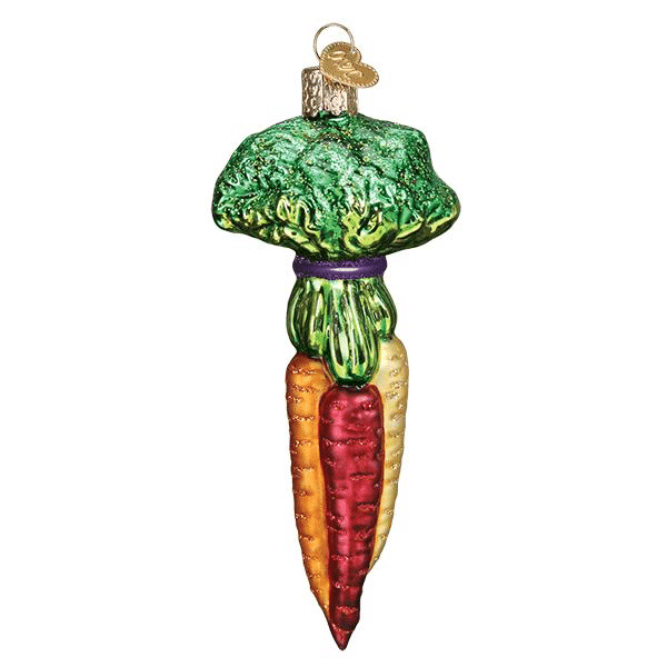 Old World Rainbow Carrots Blown Glass Ornament