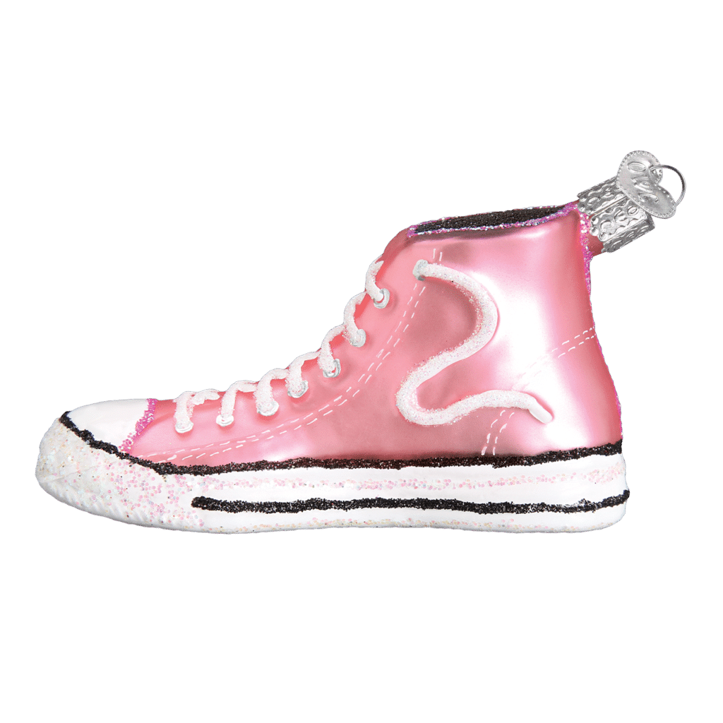 Old World Christmas Blown Pink High top Sneaker Ornament