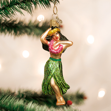 Old World Christmas Hula Dancer Blown Glass Ornament