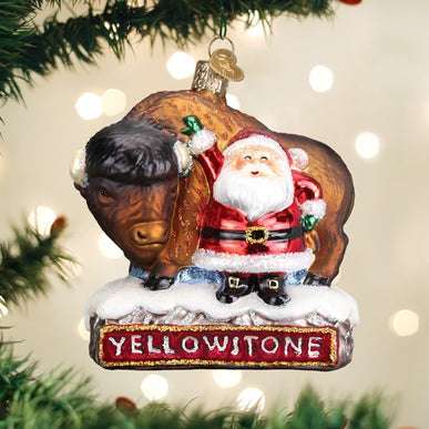 Santa with Bison Ornament Old World Christmas