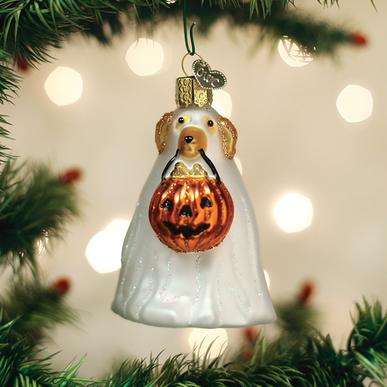 Old World Christmas Blown Glass Trick or treat Pooch Ornament