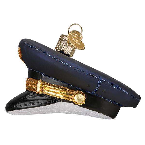 Pilots Hat Blown Glass Ornament   Old World Christmas