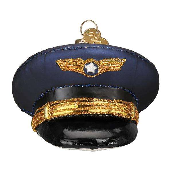 Pilots Hat Blown Glass Ornament   Old World Christmas