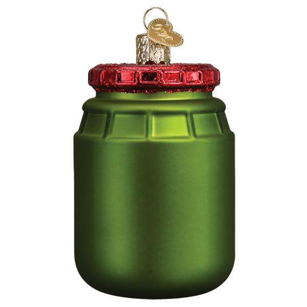 Old World Christmas Blown Glass Jar of Pickles Ornament