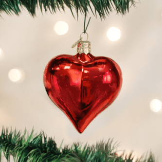 Old World Christmas Blown Glass Large Shiny Red Heart Ornament