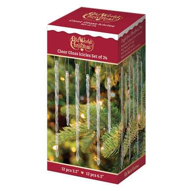 Clear Glass Icicles Set Old World Christmas