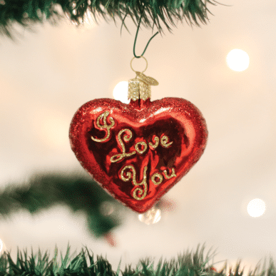 Old World Christmas Blown Glass I Love You Heart Ornament