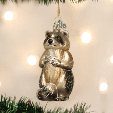Old World Christmas Blown Glass Raccoon Ornament