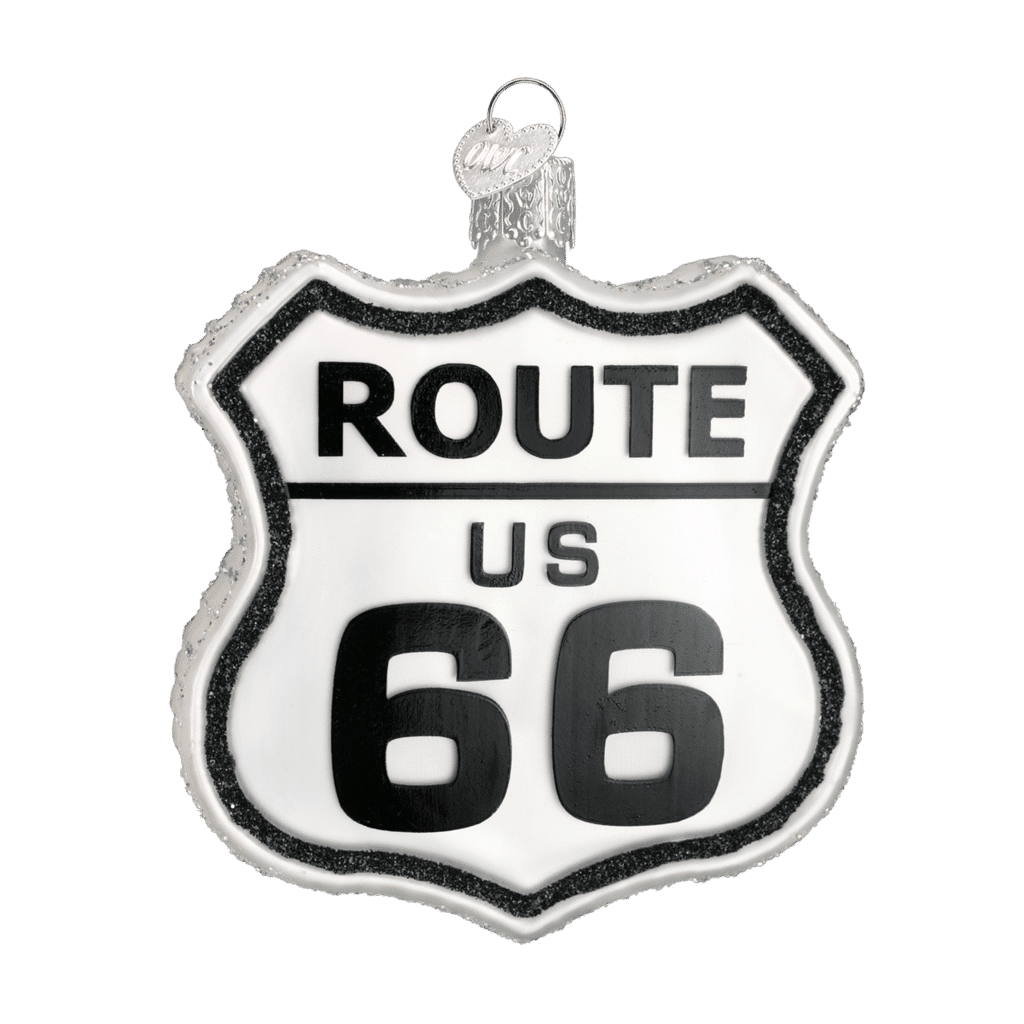 Old World Christmas Blown Glass Historic Route Sign Ornament