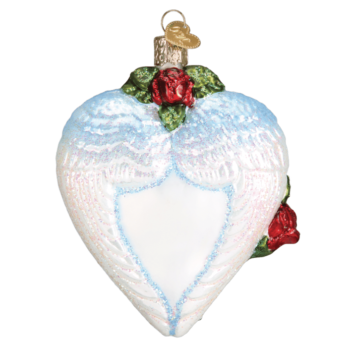 Old World Christmas Blown Glass in Loving Memory Angel Wings Heart Ornament