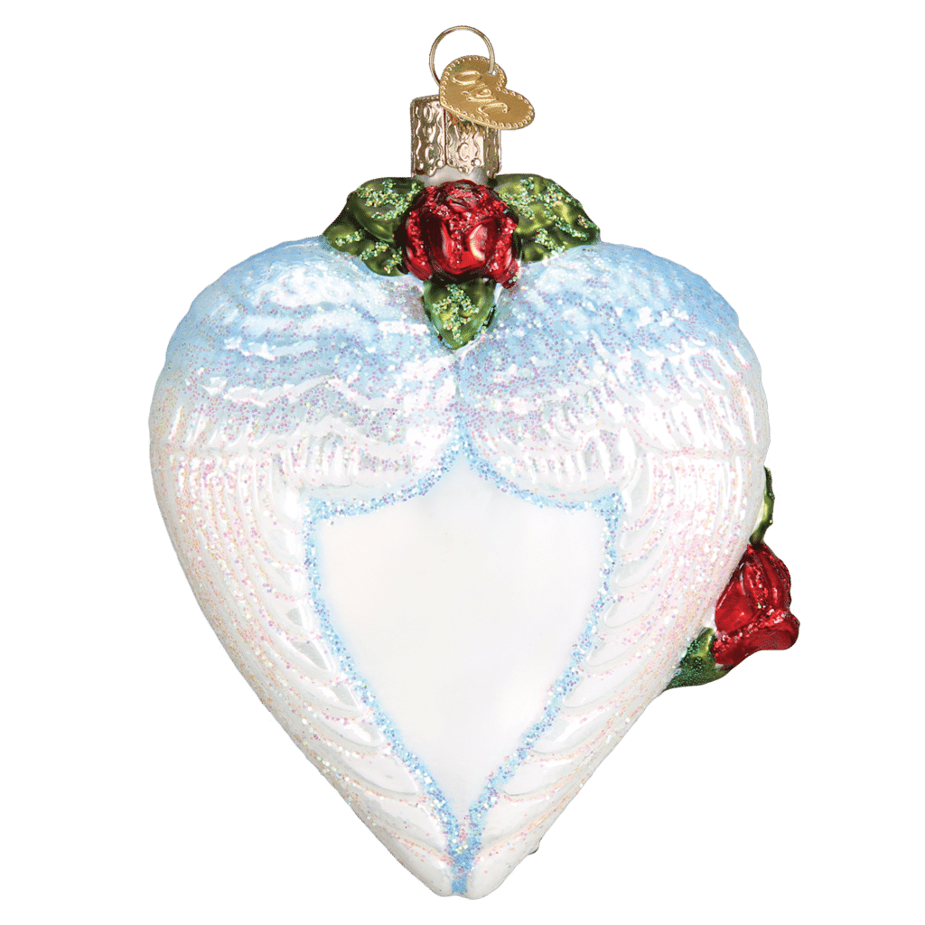 Old World Christmas Blown Glass in Loving Memory Angel Wings Heart Ornament