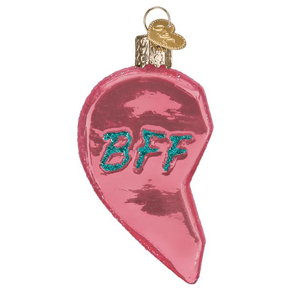 Old World Christmas Blown Glass Bff Hearts Ornament