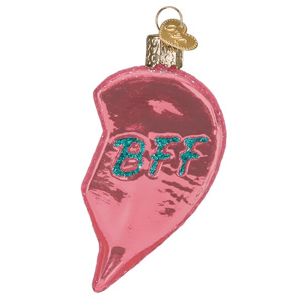 Old World Christmas Blown Glass Bff Hearts Ornament