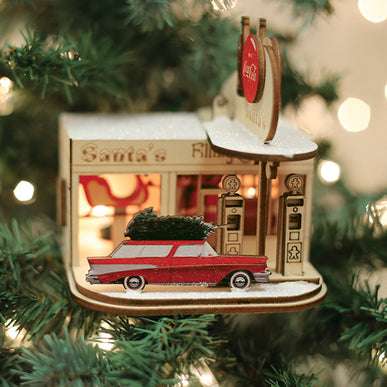 Santas Gas Station Ornament Ginger Cottages