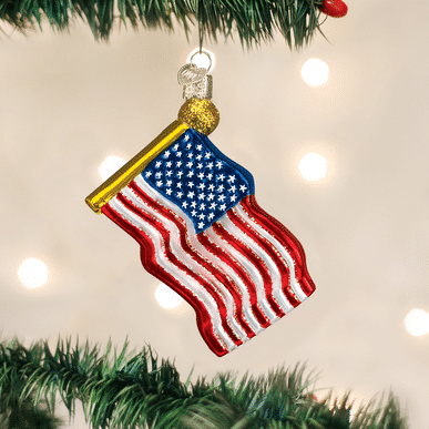 Old World Christmas Blown Glass Star spangled Banner Ornament