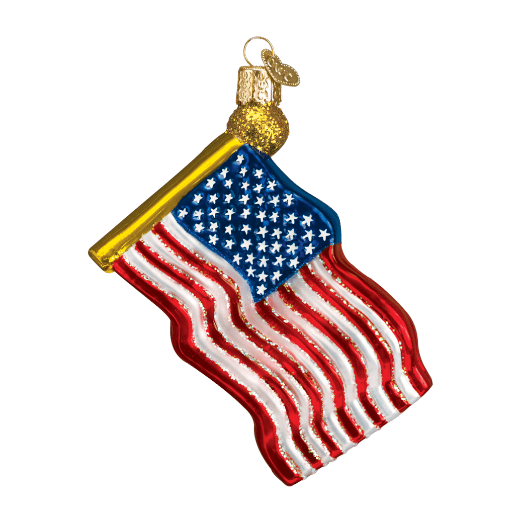 Old World Christmas Blown Glass Star spangled Banner Ornament