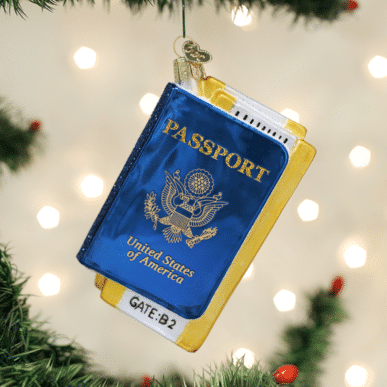 Old World Christmas Blown Glass Passport Ornament