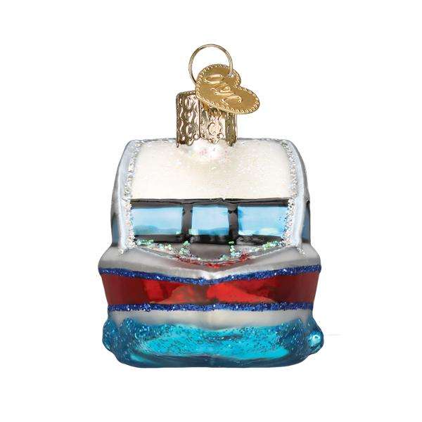 Old World Christmas Blown Glass Ski Boat Ornament