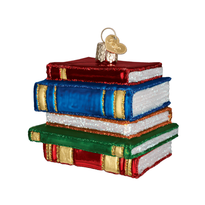 Old World Christmas Blown Glass Stack of Books Ornament