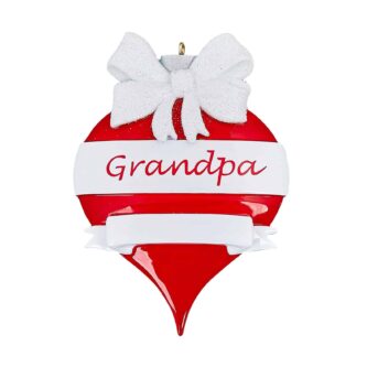 Red Ornament White Bow Grandpa Personalized Ornament