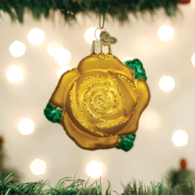Old World Christmas Blown Glass Yellow Rose Ornament