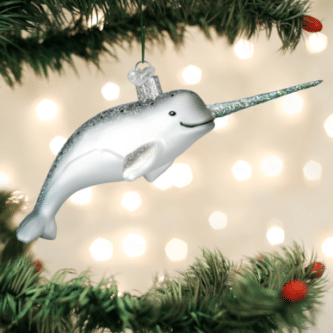 Old World Christmas Blown Glass Narwhal Ornament