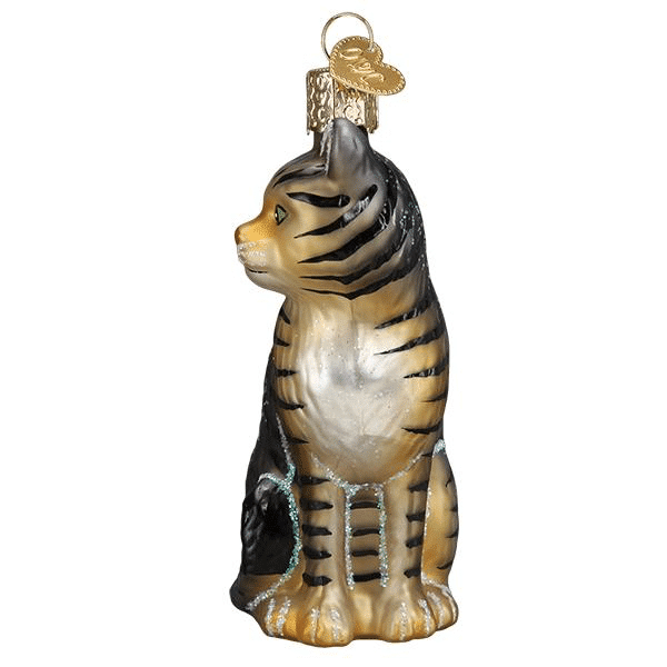 Old World Christmas Blown Glass Tabby Cat Ornament
