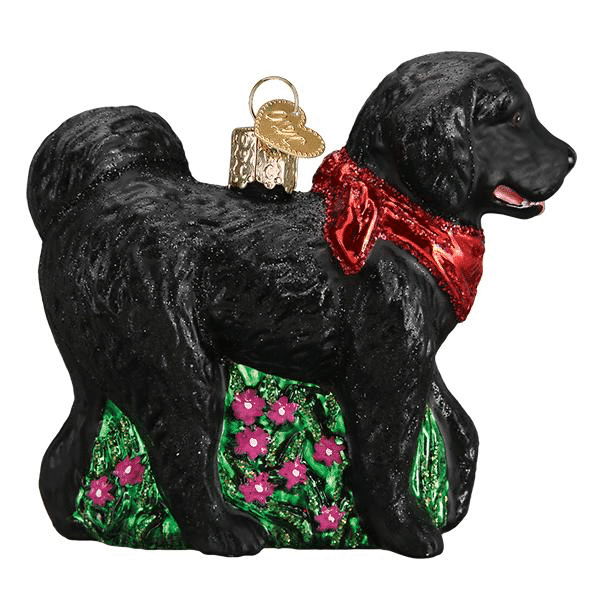 Old World Christmas Blown Glass Black Doodle Dog Ornament