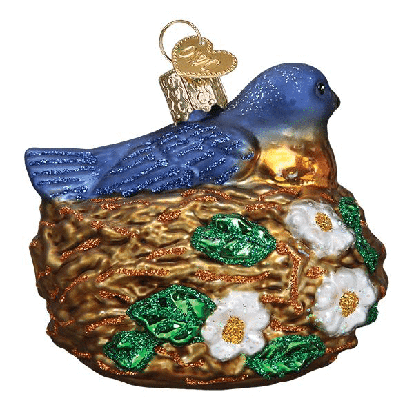 Old World Christmas Blown Glass Bird in Nest Ornament