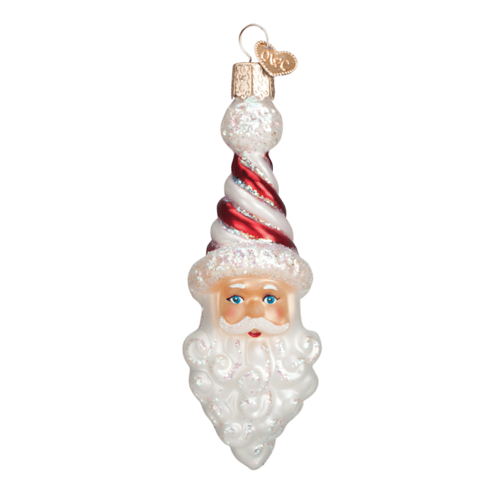 Old World Christmas Blown Glass Peppermint Twist Santa Ornament