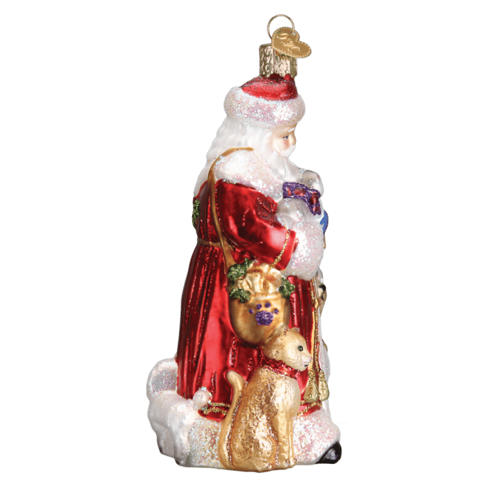 Old World Christmas Blown Glass Santas Furry Friends Ornament