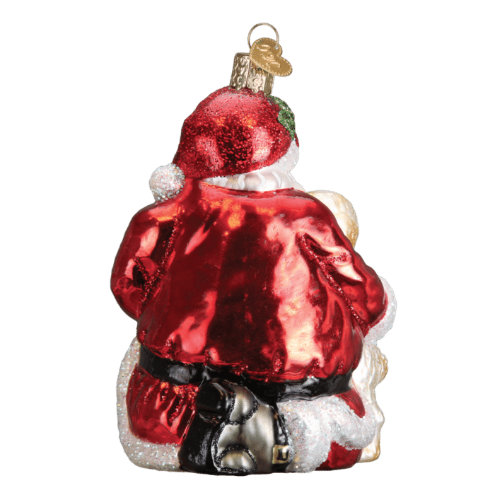 Old World Christmas Blown Glass Santas Puppy Love Ornament
