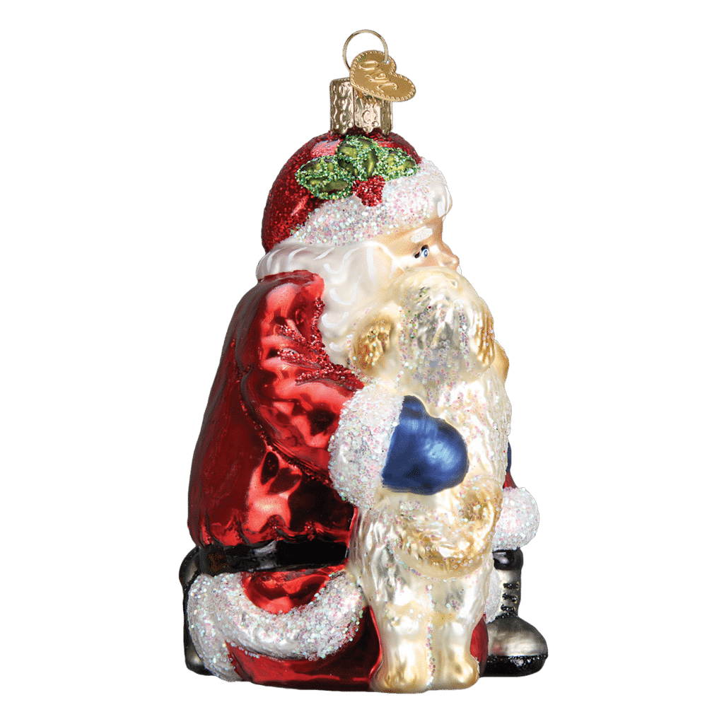 Old World Christmas Blown Glass Santas Puppy Love Ornament