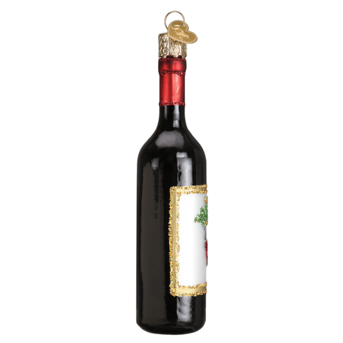 Old World Christmas Blown Glass Red Wine Bottle Ornament
