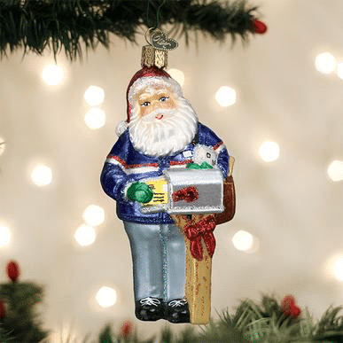 Old World Christmas Blown Glass Postman Santa Ornament